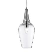 Glazen hanglamp Whisk met chroom elementen