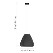 Hanglamp Barlaston, Ø 35 cm, zwart/grijs, metaal, stof