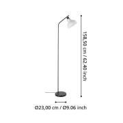 Vloerlamp Matlock, hoogte 158 cm, grijs/zwart