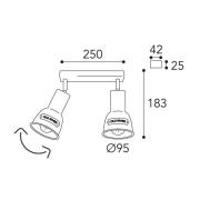 Plafondlamp Azali 1548.E27 2-lamps messing antiek