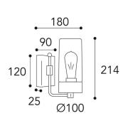 Buitenwandlamp Silindar 3390, messing antiek/opaal