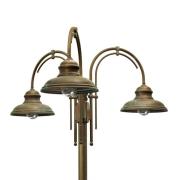 Mastlamp Luca messing koper dubbele arm 3-lamps