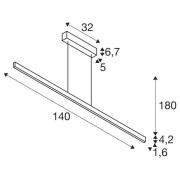 SLV One Linear LED hanglamp, 140 cm, messing