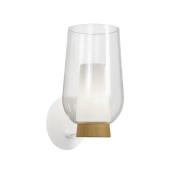 Nora wandlamp, wit-transparant, glas, metaal