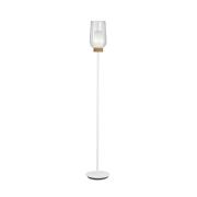 Nora vloerlamp, wit-transparant, metaal, glas