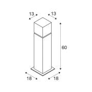 Sokkellamp SLV Square Pole, hoogte 60 cm, grijs, roestvrij staal