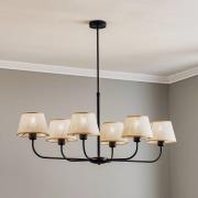 Kroonluchter Chicago, linnen lampenkappen, 6-lamps