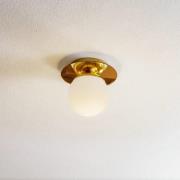 Plafondlamp Plato, goudkleurig, metaal, opaalglas, Ø 19 cm