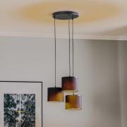 Hanglamp Soho, cilindervormig, rond 3-lamps blauw/goud