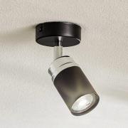 Rondo plafondspot zwart/chroom, 1-lamp