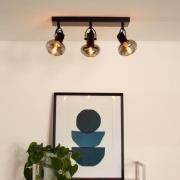 Madee plafondspot, zwart/smoke, 3-lamps