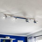 Plafondspot Round, chroom, 4-lamps lineair