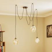 Starla hanglamp, decentraal, 3-lamps, barnsteen