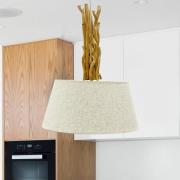 Hanglamp Woody van textiel en hout