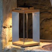 Teckinox LED-lantaarn op zonne-energie, teak/staal, 45,5cm