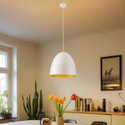 Egg M metalen hanglamp, Ø 38 cm, wit