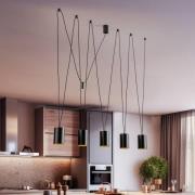 Hanglamp More Tone, zwart/goud, 5-lamps