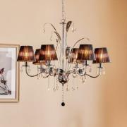 Kroonluchter Jacqueline, 6-lamps, zwart