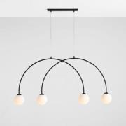 Hanglamp Alison, zwart/wit, 4-lamps, boog, 129 cm