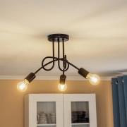 Plafondlamp Joiy, gekruist, 3-lamps, zwart
