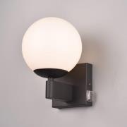 Badkamerwandlamp Kula, glazen kap, IP44, zwart