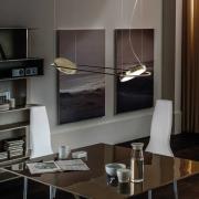 LED hanglamp Giotto, 2-lamps, gebundeld, goud