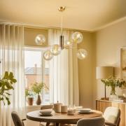 Kroonluchter Santon, chroom/transparant, 6-lamps