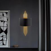 Wandlamp 616-A, zwart met gouden staafjes