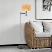 Stang vloerlamp, LED leeslampje, natuurlijk vlechtwerk