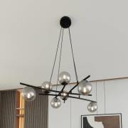 Hanglamp Glassy, gekruist, 8-lamps, glas grafiet