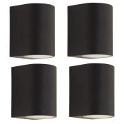 Prios buitenwandlamp Tetje, zwart, rond, 10 cm, set van 4