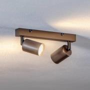 Plafondspot Top, verstelbaar, bruin, 2-lamps lineair