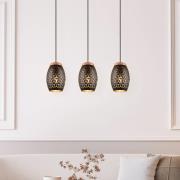 Hanglamp Bidar, lengte 71 cm, zwart-goud, 3-lamps, metaal