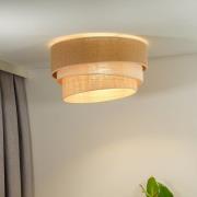 Euluna plafondlamp Trio jute, naturelbruin/wit/raffia Ø 45 cm