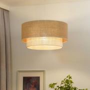 Euluna hanglamp Boho jute, naturelbruin/wit, Ø 45 cm