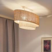 Euluna plafondlamp Boho Jute, natuurlijk bruin/wit, lengte 80 cm