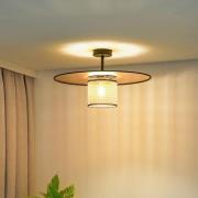 Euluna plafondlamp Manila, goudkleurig, rotan, Ø 50 cm