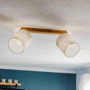 Canvas plafondspot, beige, textiel, 2-lamps