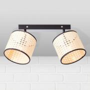 Plafondspot Wiley, 2-lamps met rotan