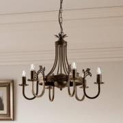 Kroonluchter Castle donker met de hand gepatineerd 6-lamps
