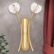 Loodkristal-wandlamp Maderno, goud, 2-lamps