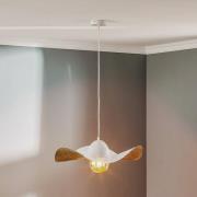 Hanglamp Jil, kap gebogen, wit/goud