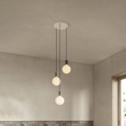 Tala hanglamp Triple Pendel rond, E27 opaal, wit/walnoot