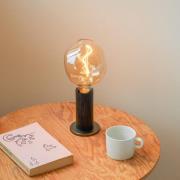 Tala tafellamp Knuckle, lamp van helder glas, zwart eiken