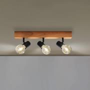 Plafondlamp Townshend 3 van hout 3-lamps zwart