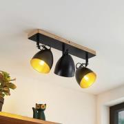 Lindby Colton plafondspot zwart/goud 3-lamps