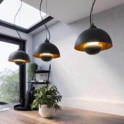 Hanglamp Gretja met drie lampjes, zwart-goud