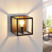 Lindby Meron wandlamp, doosvorm, donkergrijs