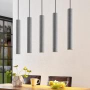 Lindby hanglamp Concretto, 100 cm, grijs, 5-lamps, beton