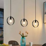 Lindby Shaima hanglamp, zwart, drie ringen